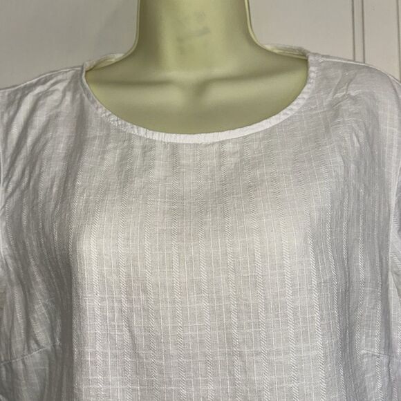 Vintage Russ Behrens white linen short sleeve short sleeve blouse - Picture 2 of 10